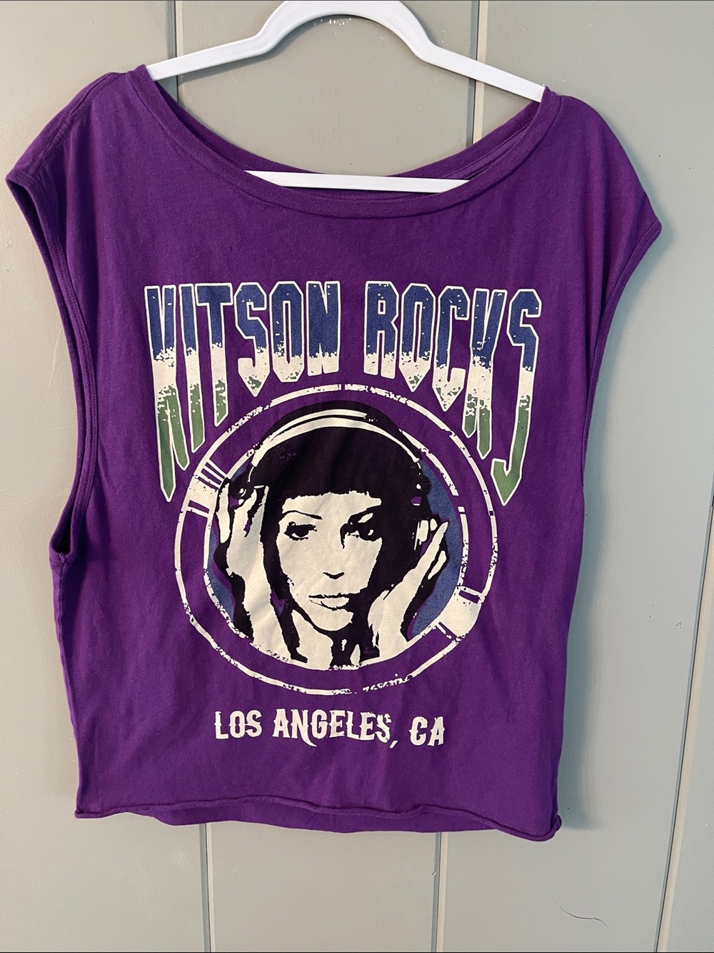 Kitson Retro Muscle Shirt Purple Men’s Vintage Festival Pop Art Funky Rock Punk